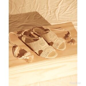 Joie Crochet Lace-Up Fai Sandal Ivory Strappy 5.5